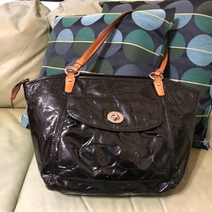 Coach Patent Leather Zip Tote